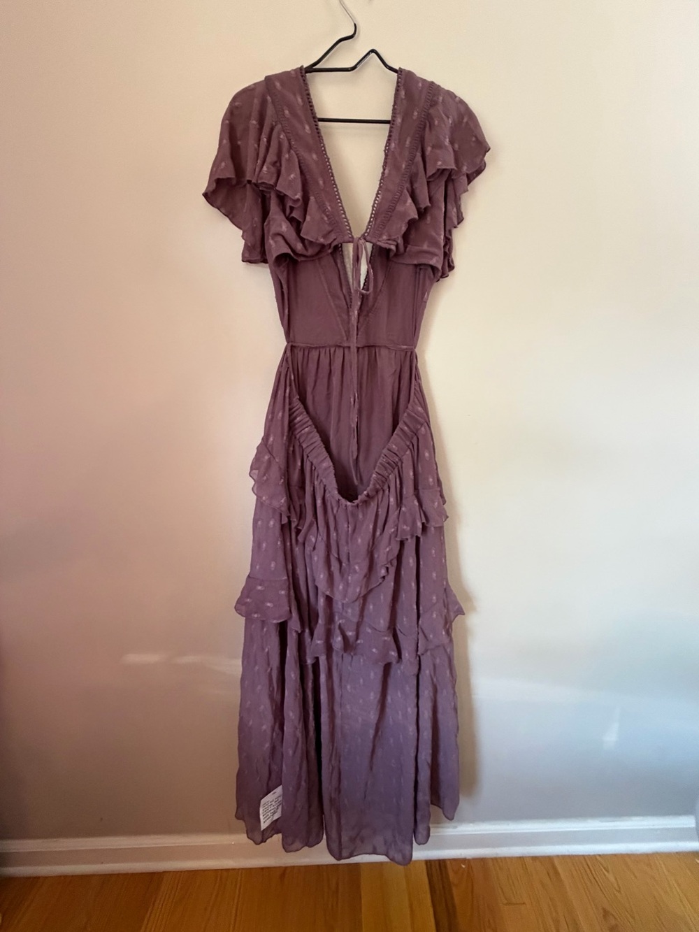ASOS DESIGN size 14 mauve Ruffle Tiered Maxi Dress - Picture 4 of 7